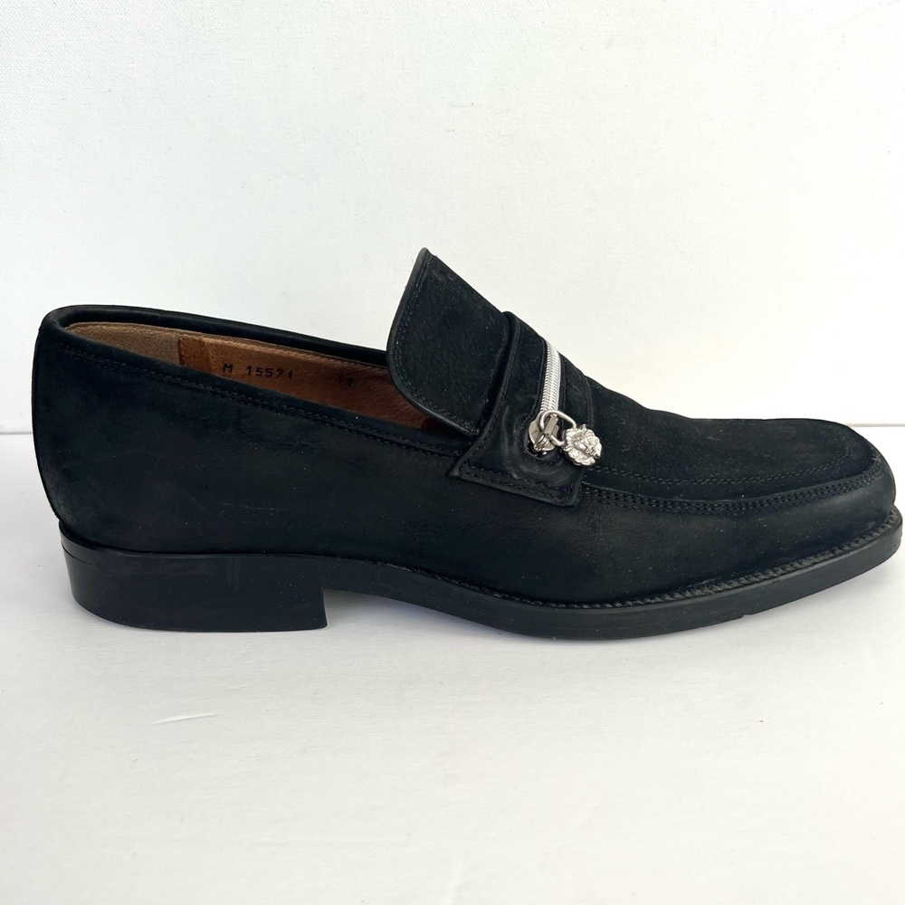 Carlo Morandi Black Suede Slip On Zipper Loafers - 11